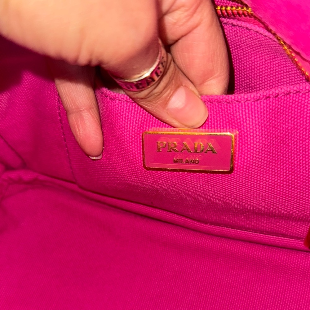 Prada Pink Canvas Tote Bag - Picture 6 of 9